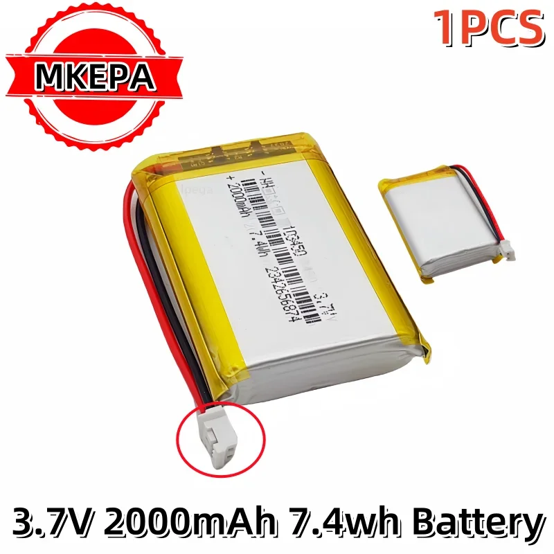 103450 3.7V 2000Mah Lithium Lpega Oplaadbare Batterij Jst Ph 2.0Mm 2pin Stekker Voor Camera Gps Navigator Mp5 Bluetooth Headset