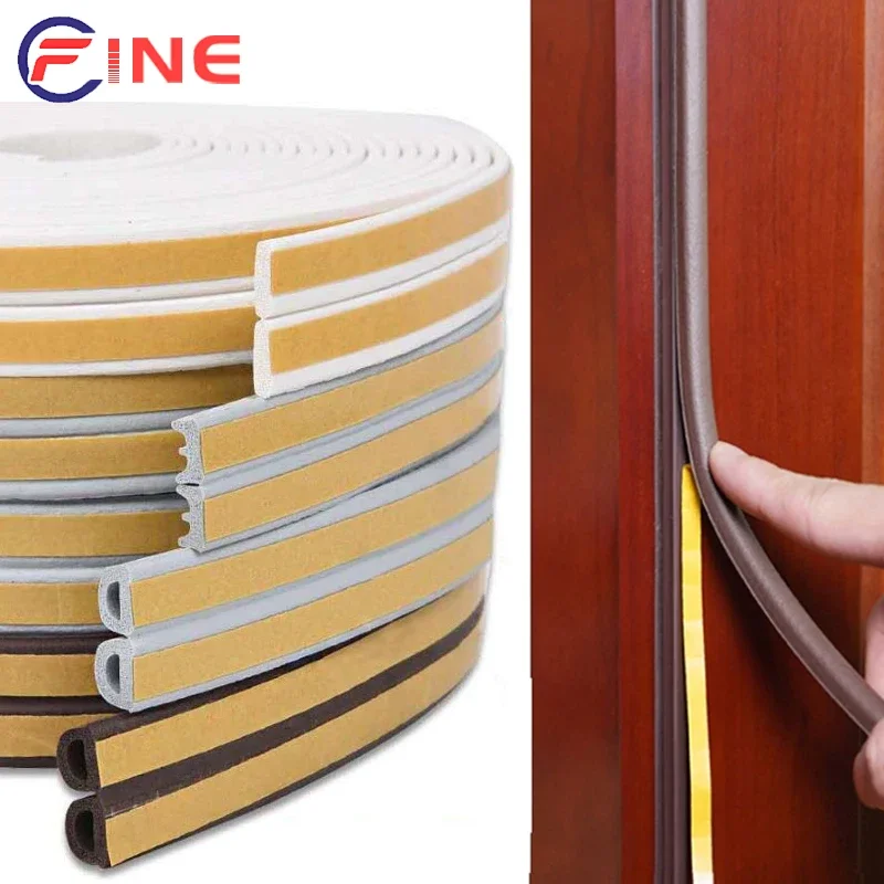 6M/roll Door Window Seal Strip Self-adhesive Acoustic Rubber Foam Weatherstrip Tape Insulation Windproof Rubber Sealing Strip