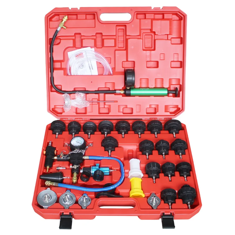 

New 34Pcs Universal Radiator Pressure Tester Vacuum Type Cooling System Test Detector Set Tester Refroidissement