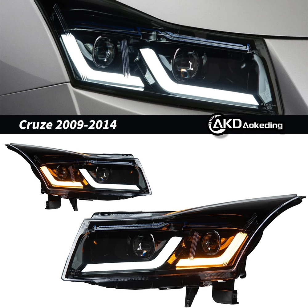 

2 шт. автозапчасти для фар Cruze 2009-2014, последняя Стайлинг, светодиодные дневные фары, двойной проектор, автомобильные аксессуары, модифицированные