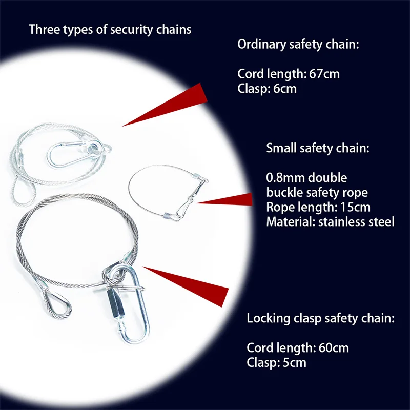 Stage Lighting Safety Rope Insurance Stainless Steel Wire Rope Rigging Handkerchief Light Beam Swing for Light Fall Prevention
