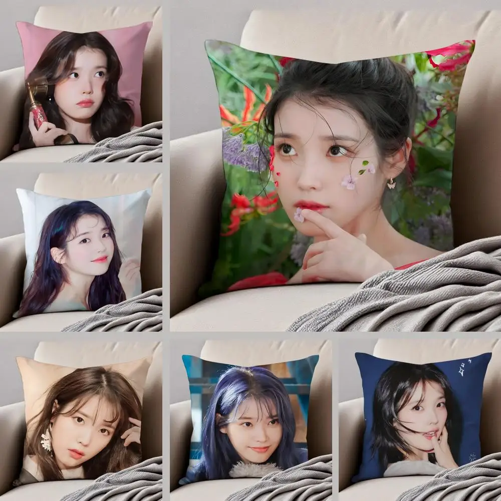 Sweet Korean Singer Beautiful Actress I-IU Cushion Cover Throw Pillow Cover Hidden Button Durable Polyester Chair Cushion