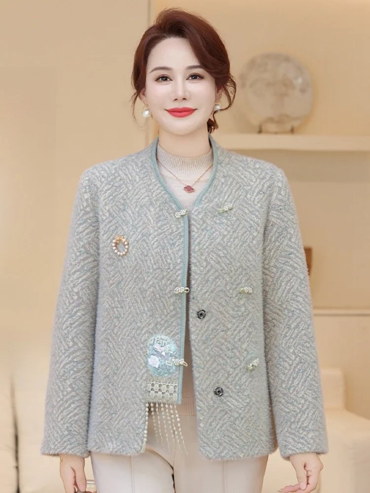 

Повседневная удлиненная куртка-жакет для женщин среднего возраста, модная, универсальная, дышащая, для весны и осени...