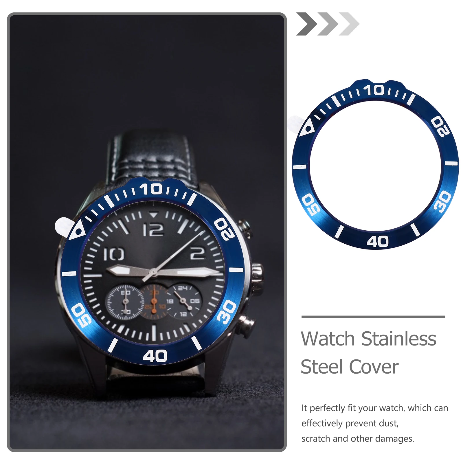 

Metal Bezel Watch Case Accessory with Scale Protector Stainless Steel Cover Protective Ring for 5X