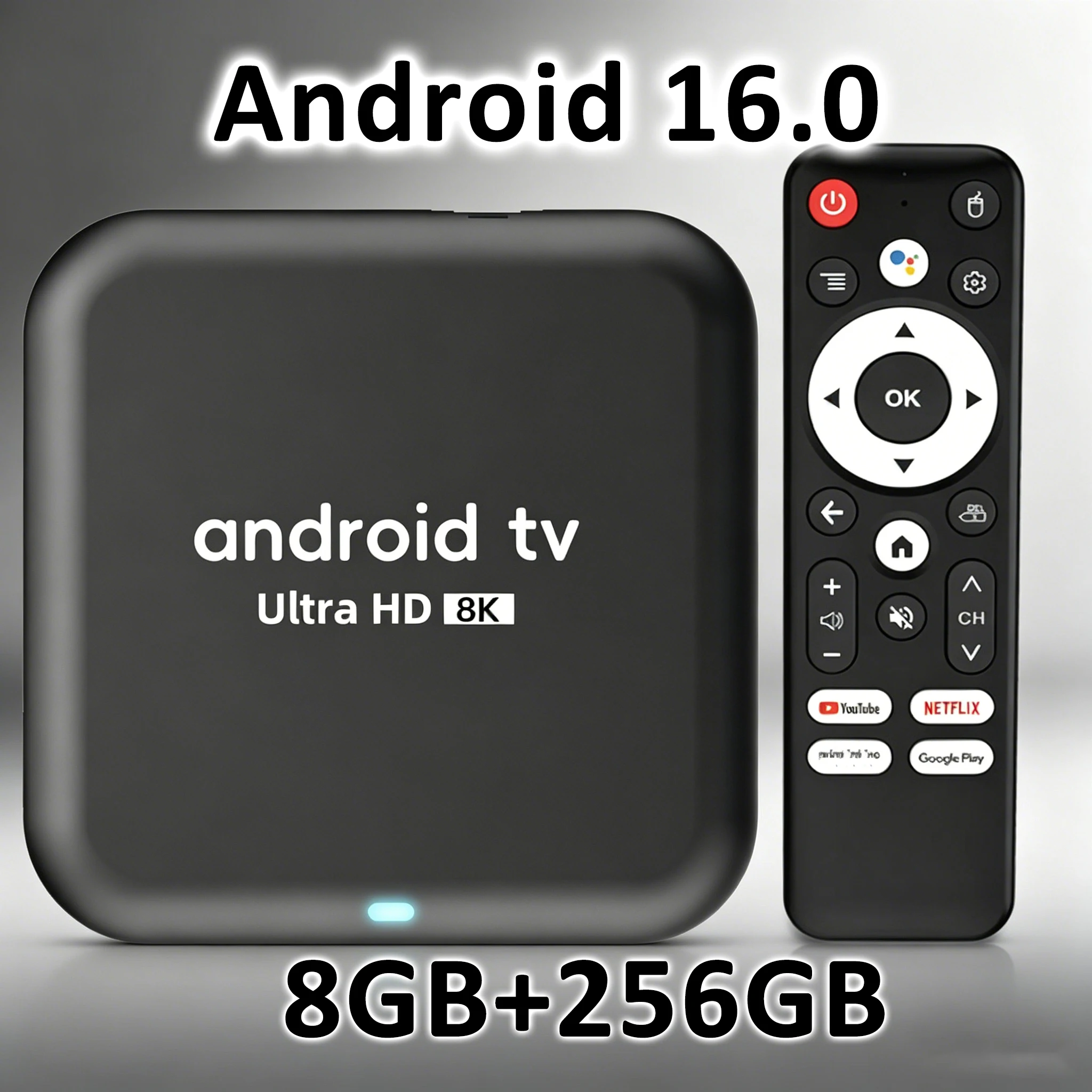 Q18 Android 16 Smart TV Box RK3518 Dual WiFi6 BT5.4 8K HD Video Google Sprachassistent Netflix Streaming Media Player 8GB 256GB