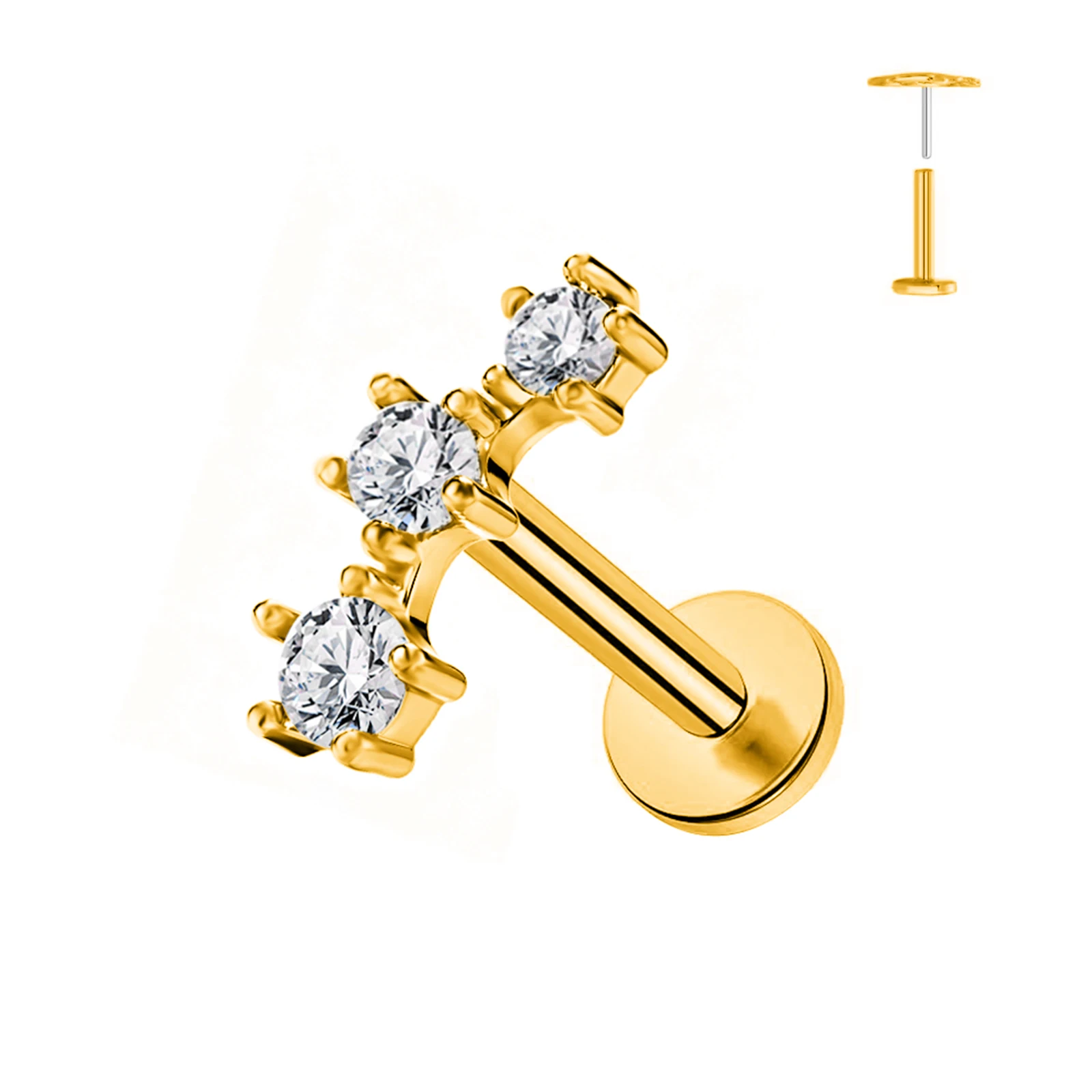 ASTM F136 Titan Blumen und Blätter Zirkonia Ohrknorpel-Lippenstecker Modischer Ohrring Körperschmuck für Frauen – Detail 4