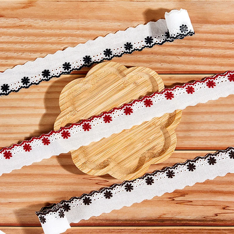 30MM Cotton Thread Ribbon Colorful Double Embroidered Fabric Strip Flower Material Bed Accessories Hair Ring