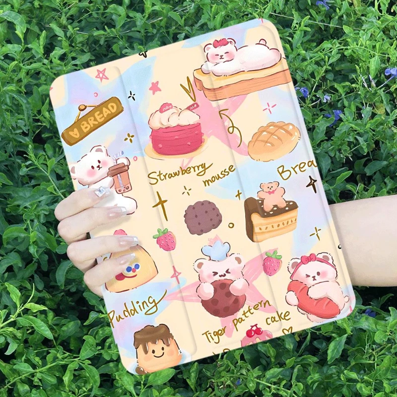 

Cute Bear Cake Smart PU Case for 10.9 10th Gen Ipad Air 3 Generation 2019 Ipad Mini6 8.3 IPad 10.2 8th 9th Gen Rotation Cover