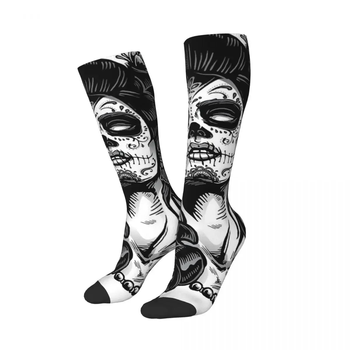 

Sugar Skull Cartoon Beautiful Girl Socks Harajuku Soft Stockings All Season Long Socks Accessories for Unisex Christmas Gifts