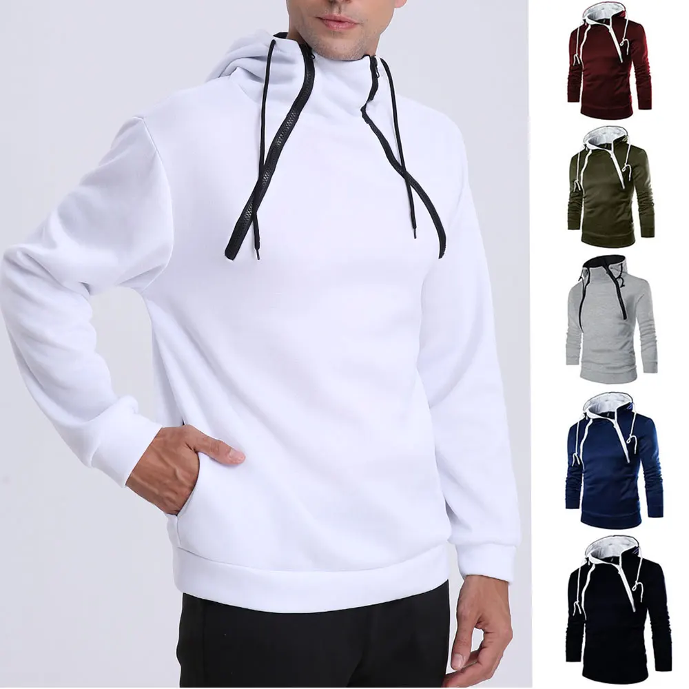 Herren Hoodies Langarm Sweatshirts für Männer Reiß verschluss Kapuze Pullover High Neck Herren Sweatshirt Top Jacke Mantel schwarzer Pullover