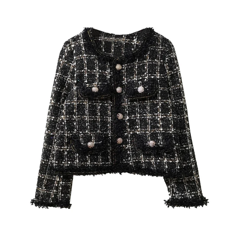 

Tweed jacket fashion Professional slimming new Women's wool short jacket Autumn/Winter one-Piece