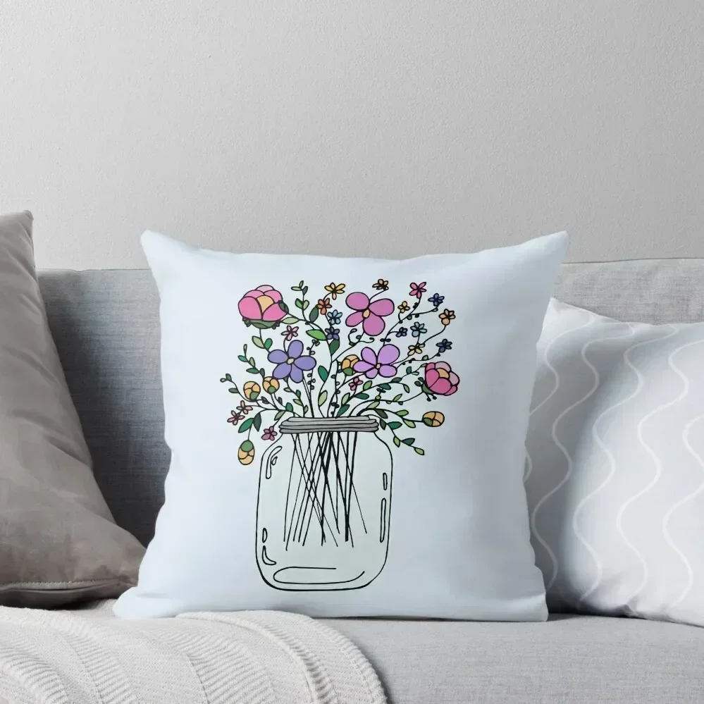 

Mason Jar with Flowers Throw Pillow Covers For Sofas Sofa Cushion Cover Cushions For Children pillow