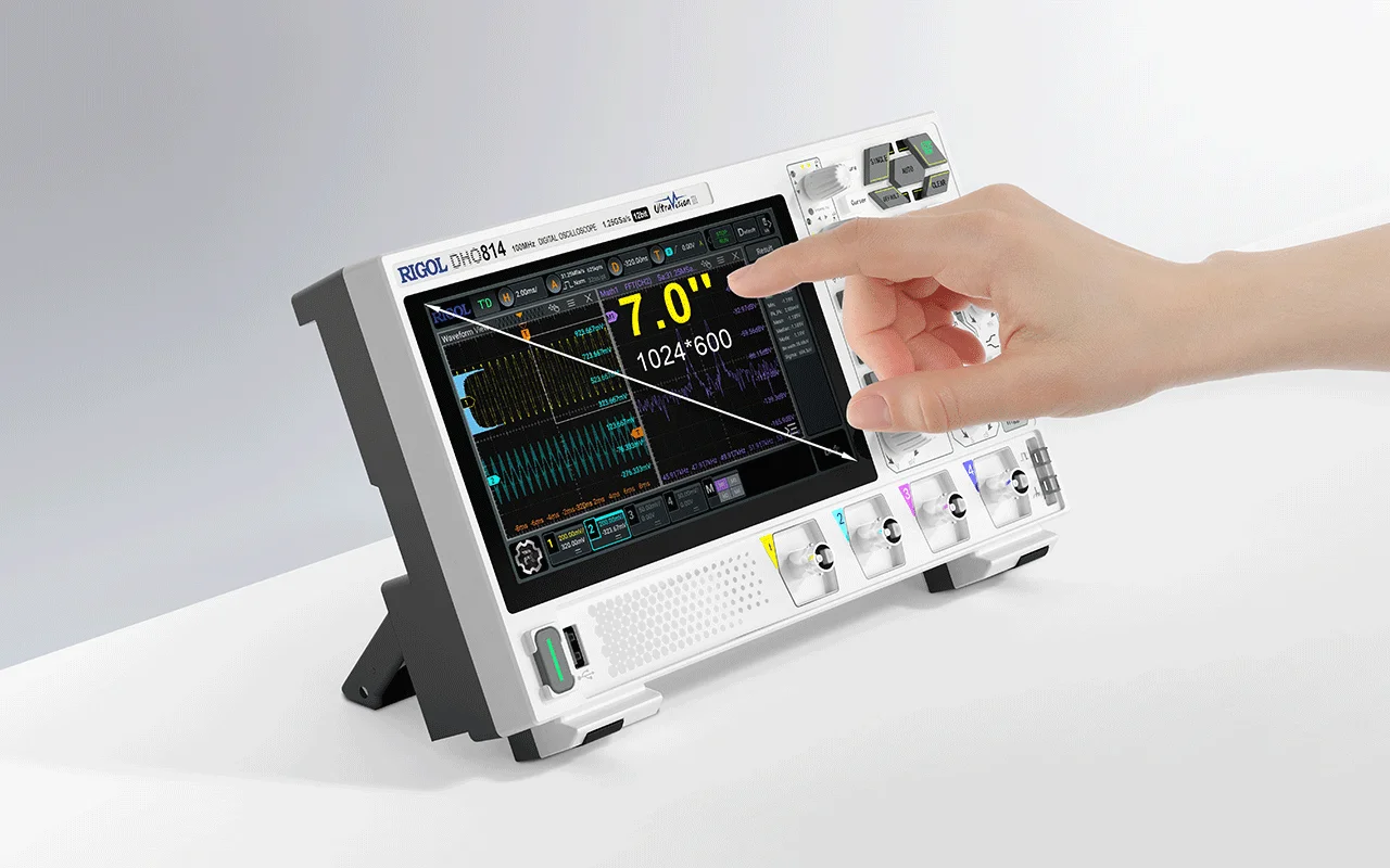 

DHO814 100MHz 4 Channel 12 Bit 1.25GSa/Sec 25MPts Depth Convenient 1,000,000 Wfms/s HD Touch Screen Digital Oscilloscope
