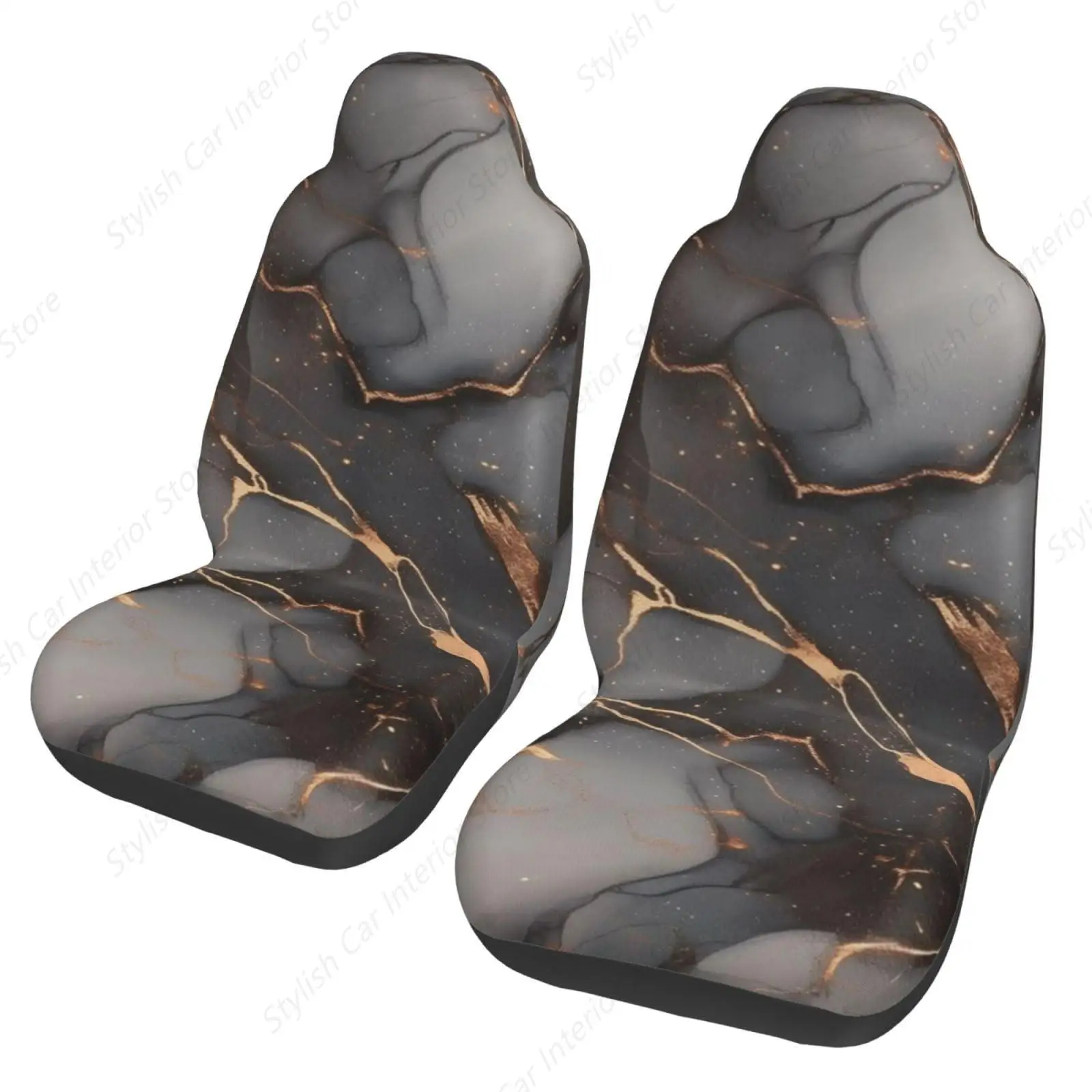 

Black Gold Print Car Seat Covers for Car Truck Suvs Car Seat Covers Universal 2 Pack