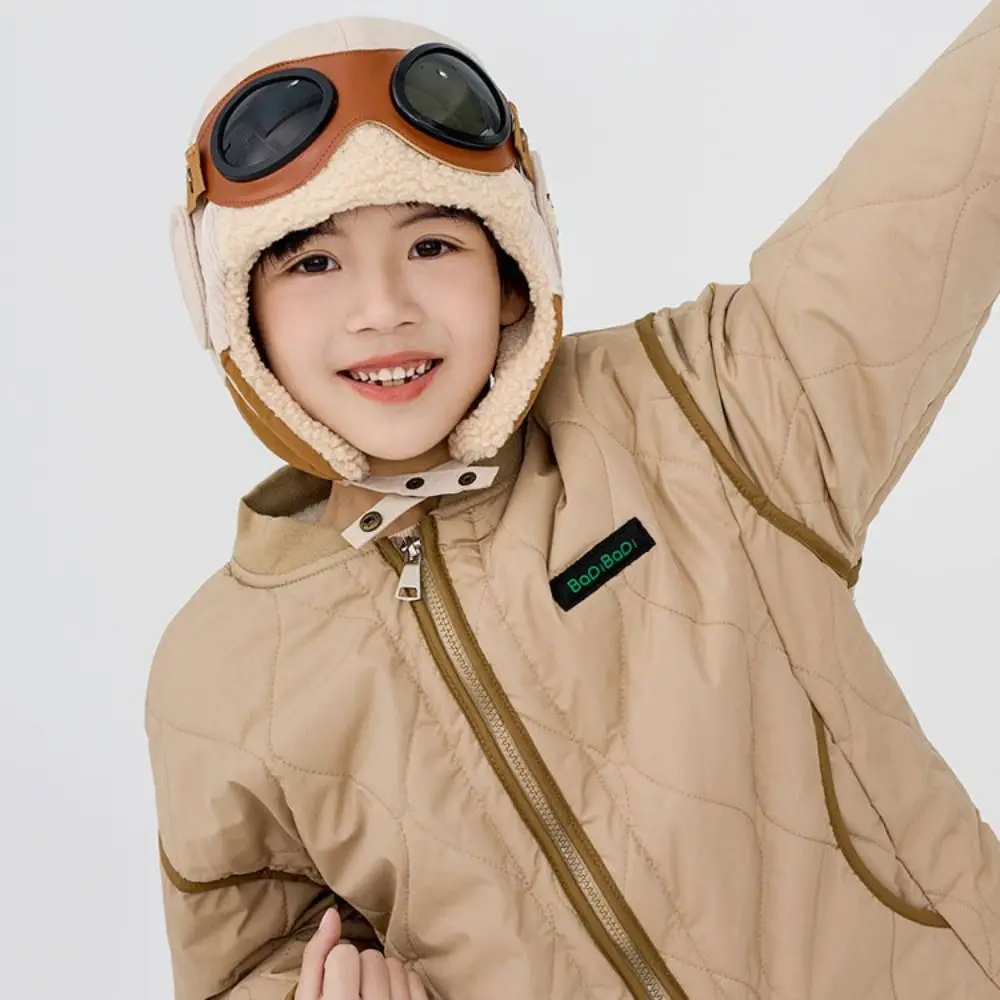 

Ear Protection Warm Children's Plush Pilot Hat Soft with Glasses Kids Earflap Hat Cute Earmuff Lei Feng Hat Windproof