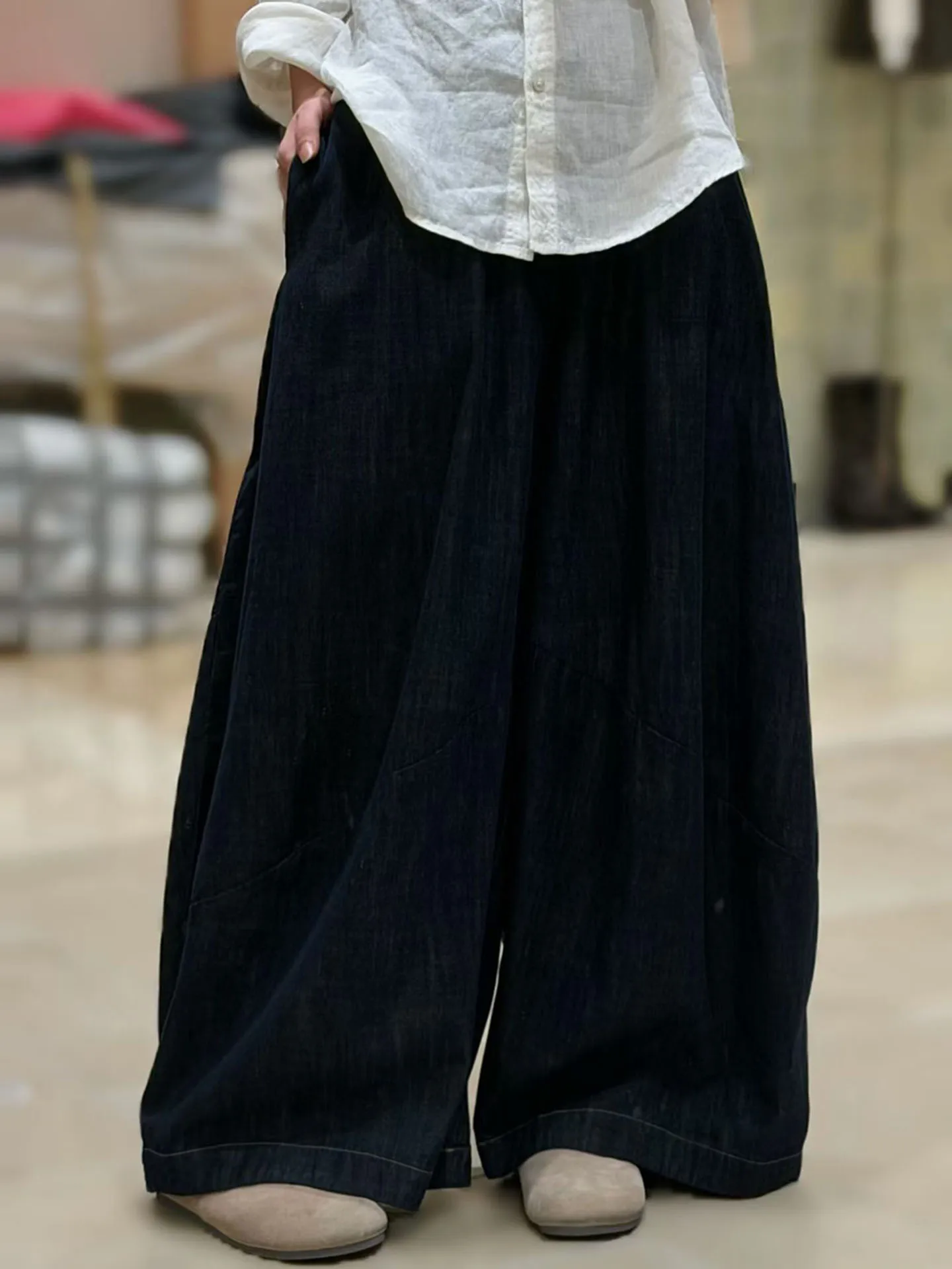 

Весна 2026: Классические брюки в клетку с эластичным поясом, широкие штанины, свободный крой, универсальные, визуально стройнящие, повседневные джинсы в винтажном стиле