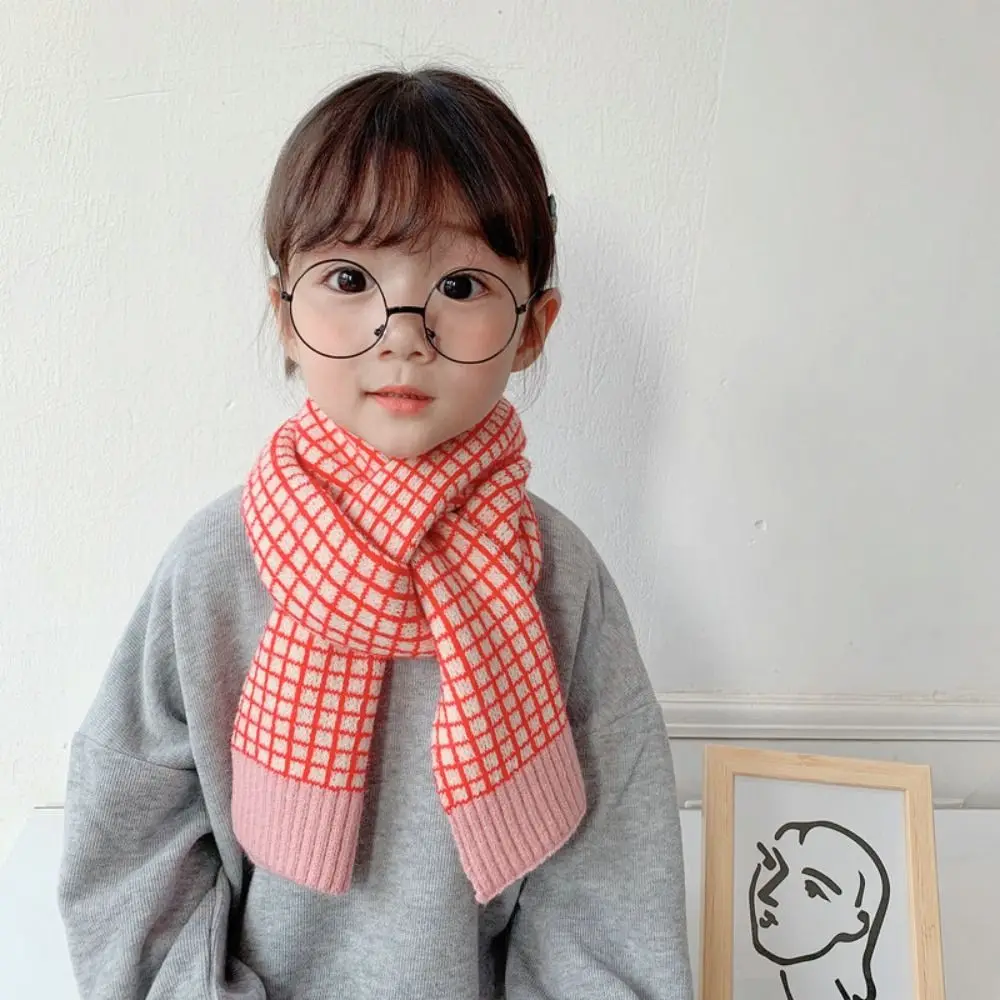 Plaid Pattern Knitted Wool Scarf Thicken Warm Winter Outdoor Winter Shawl Neckerchief Windproof Thermal Snood Cowl
