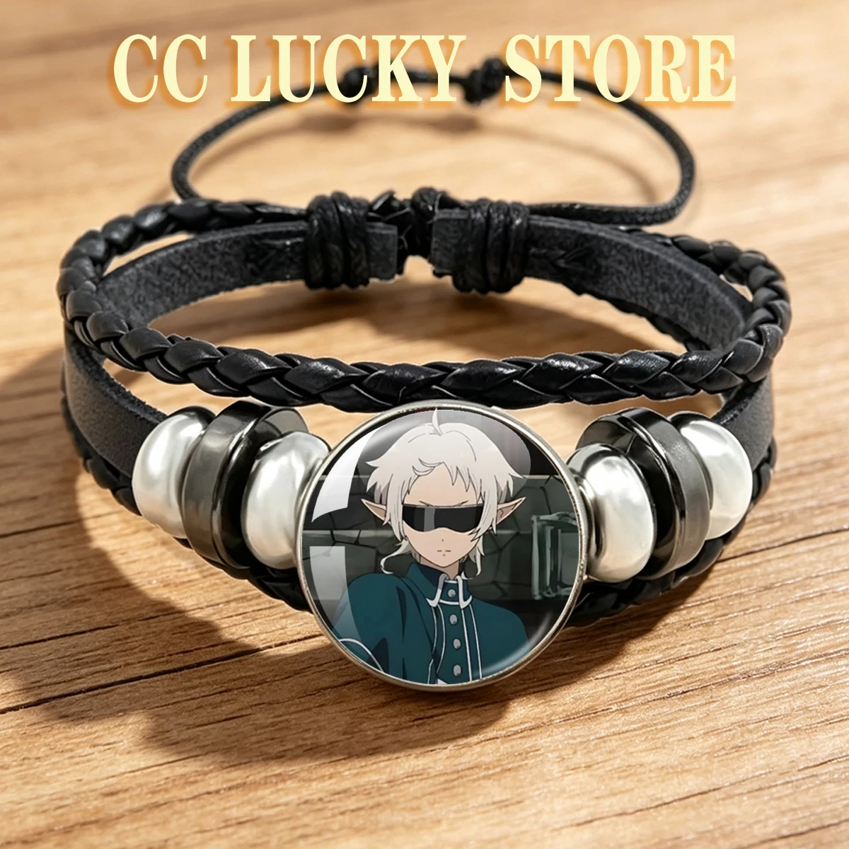 18MM Glass Cabochon Bracelet Mushoku Tensei: Jobless Reincarnation‌ Cartoon Pendant Jewelry Accessories Drawstring Bracelet Gift