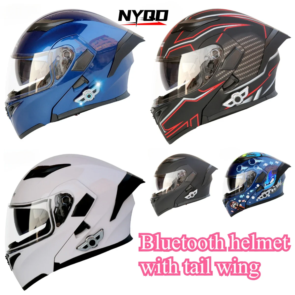 Kuqibao Motorcycle Bluetooth Helmet Peel-off Helmet Electric Motorcycle Helmet 88 Hours of Battery Life withTail범블비헬맷casco moto