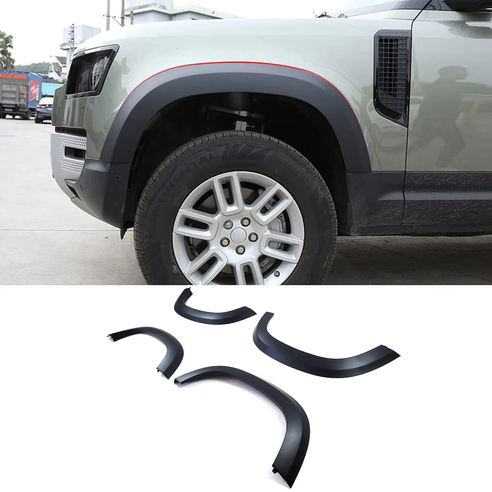 

NEW WIND Wheel Fender Trim Kit And Widening Wheels Eyebrows Fender Bars Fit for Land Rover Defender 90 2020-2023(Bright Black)