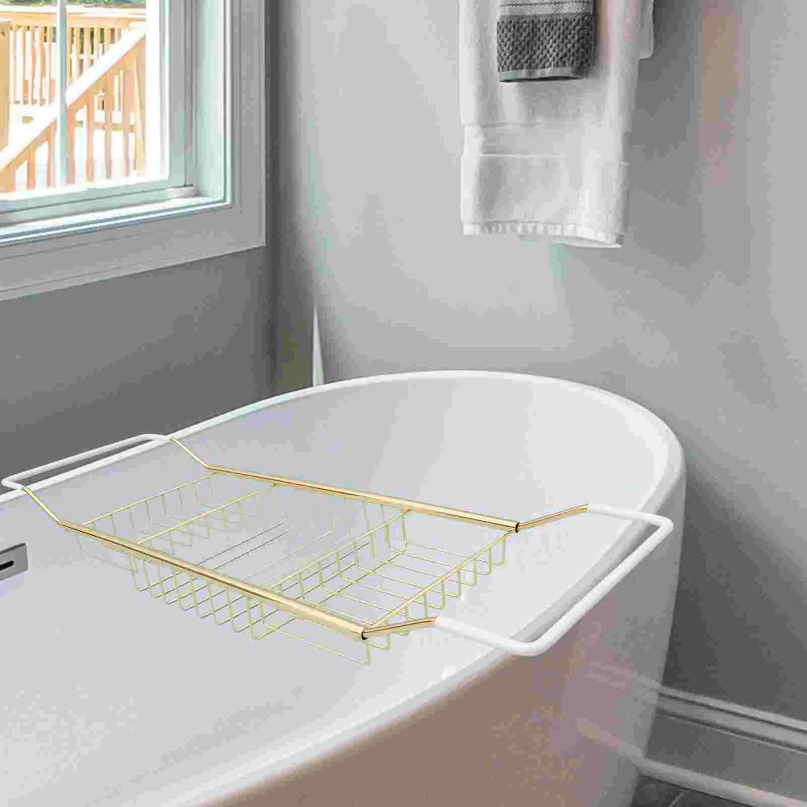 Splash Telescopic Anti-slip Storage Rack Goldendoodle Ornament Home Bathtub Tray Basket Man Chrome Retro Decor