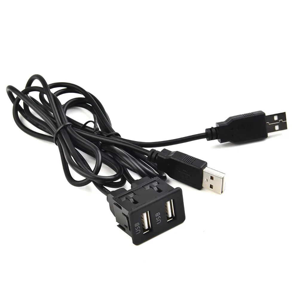 

Extension Cable Adapter Plastic Dual USB Extension Adapter Cable with 1M Length for Car Stereo System Easy to Install