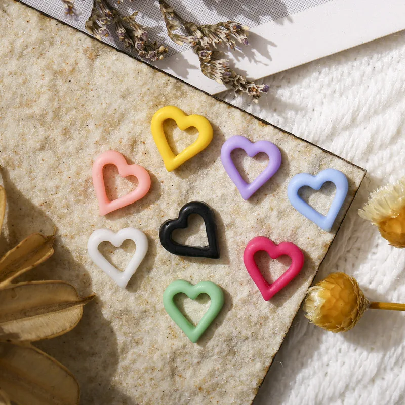 50PCS 8MM 3D Hollow Love Heart Nail Art Charms Frame Accessories Parts For Manicure Decor Nails Decoration Supplies Material