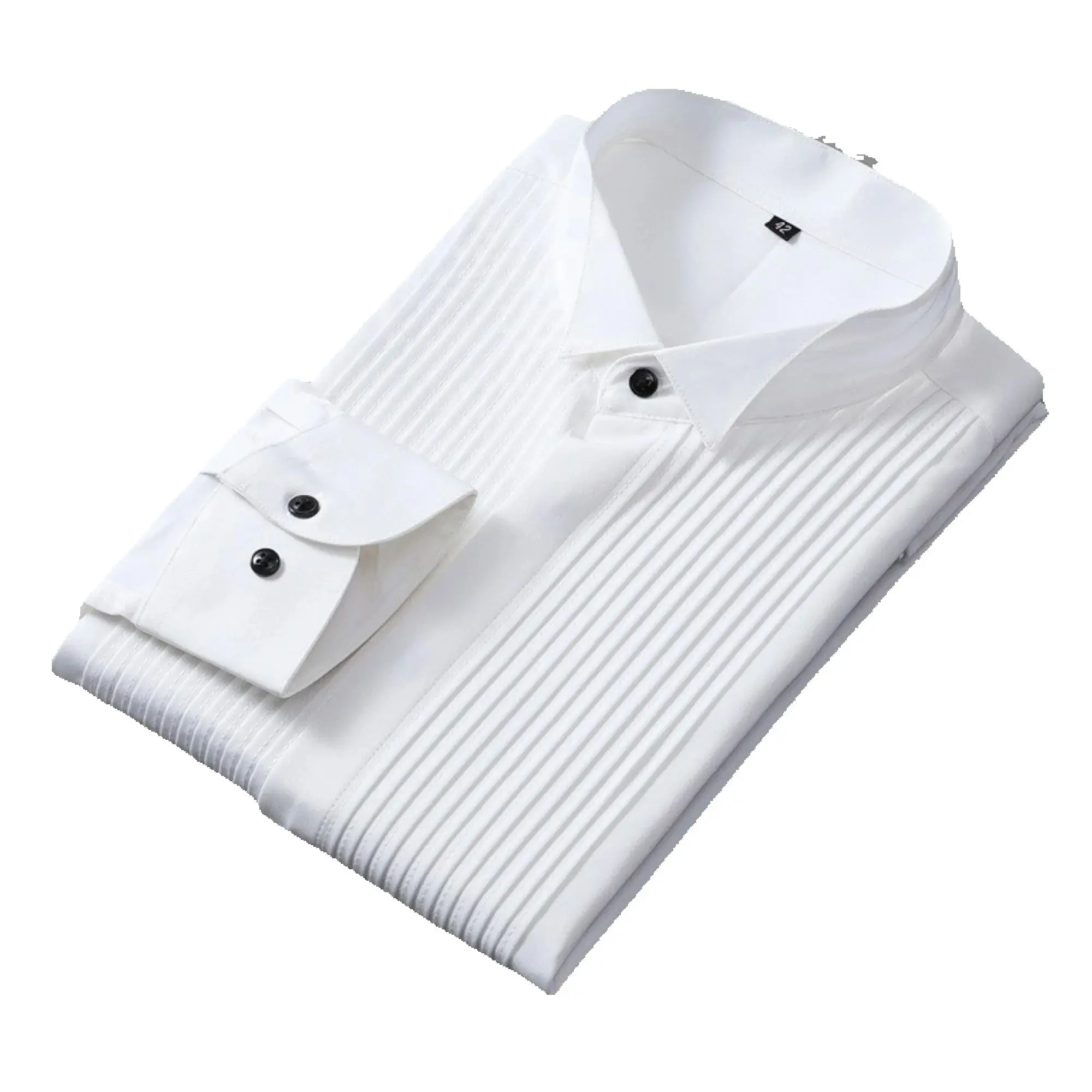 

Men's Pleated Front Dress Shirt, Slim Fit Long Sleeve Formal Shirt in Black White Pink Light Blue, Business Wedding Party Button