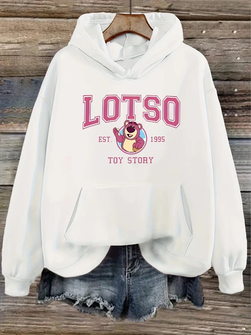 جديد 2025 ديزني لوتسو نمط المرأة هوديي الخريف الشتاء عادية للجنسين البلوز البلوز الملابس هودي الشارع الشهير المتضخم