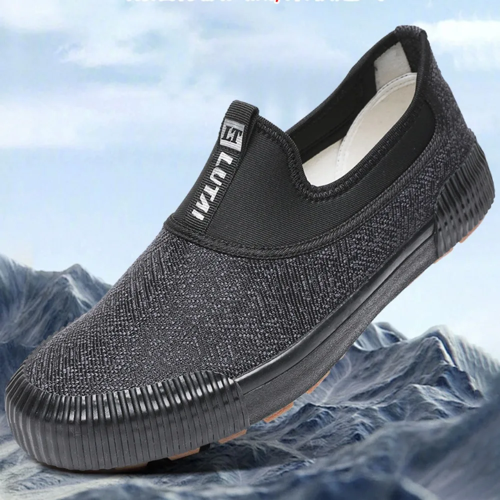 Men's Vulcanized Shoes Spring Autumn Work Rubber Shoes Lightweight, Breathable Thickened Rubber Soles Sneakers Men Casual Shoes
