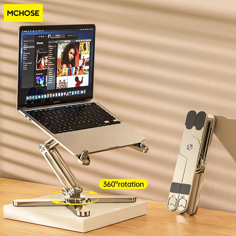 MC N86 Laptop Stand with 360 Rotating Base Computer Notebook Laptop Riser Metal Holder for Desk Work Fits All MacBook