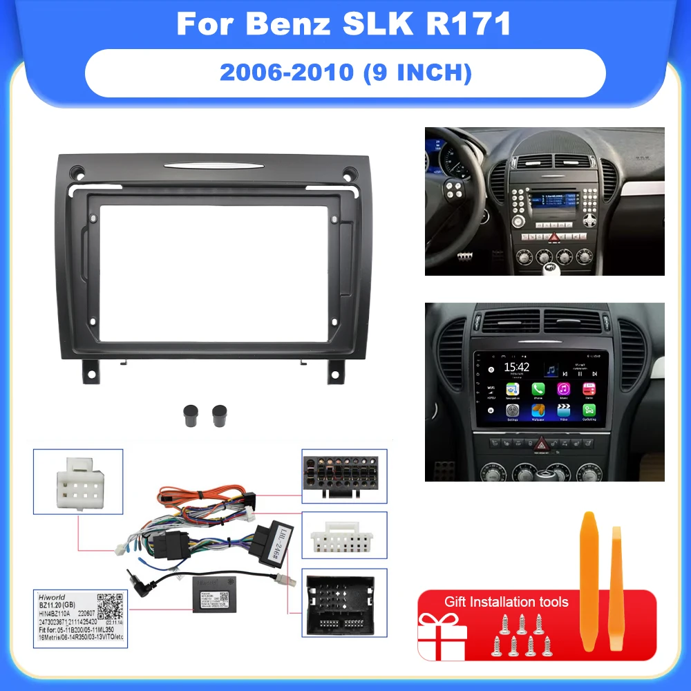 

9 Inch 22.86cm for Benz SLK R171 2006-2010 Car Frame Fascia Adapter Canbus Box Decoder Android Radio Dash Fitting Pane Kit