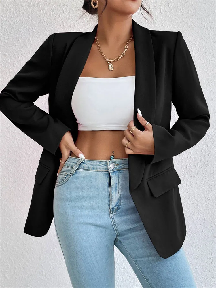 Korean Popular Pink New Outerwear Women 2024 Fashion Female Spring Jacket Casual Long Sleeve Black Blazer Coats