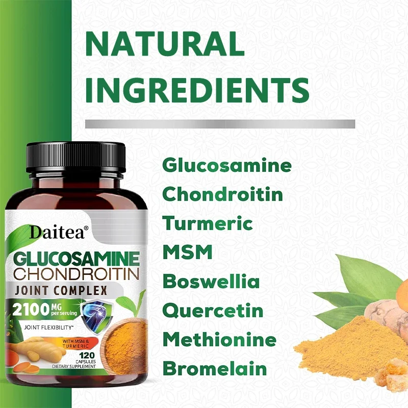 Powerful Joint Health Supplement - Glucosamine, Chondroitin and Turmeric for Joint Mobility and Comfort, Bone Density