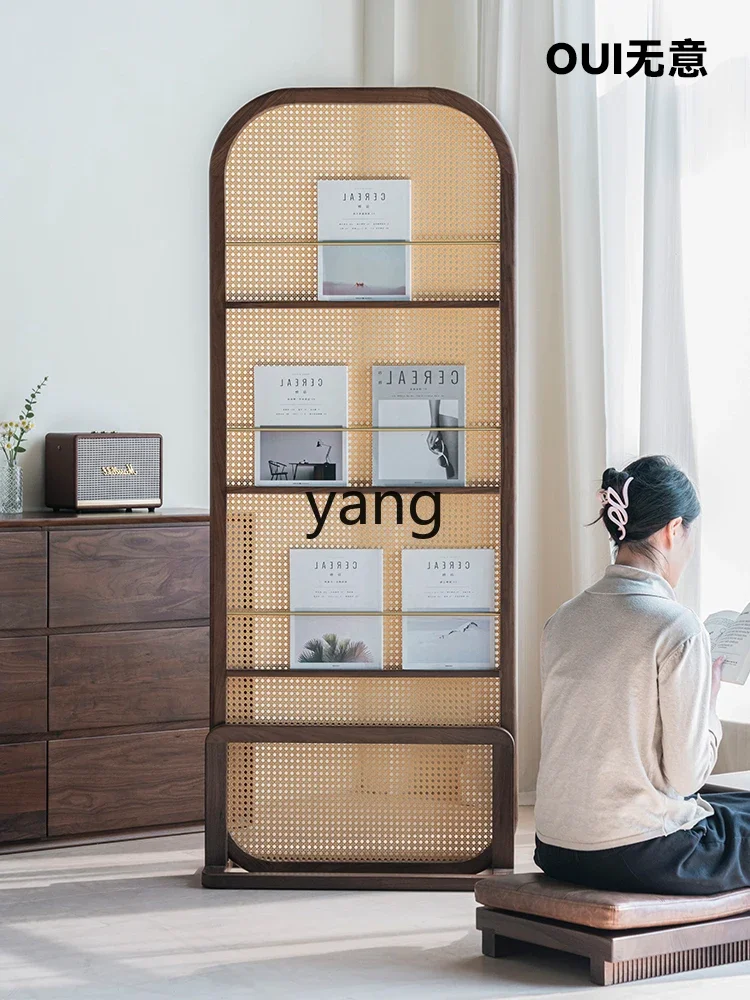LTT Rattan Screen Solid Wood Movable Entryway Simple