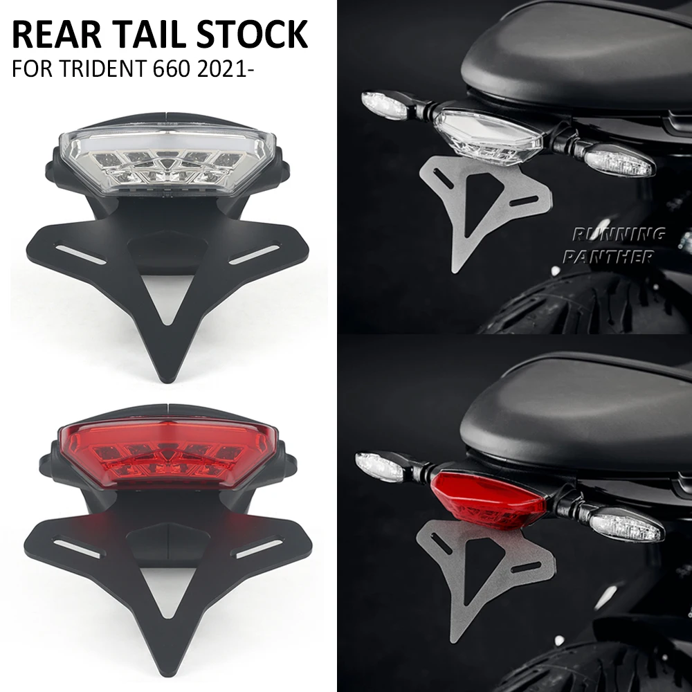 Motorcycle Chain Shell Rear Short Tail Stock License Plate Holder Tailstock Bracket LED Light For Trident 660 Trident660 2021-UP