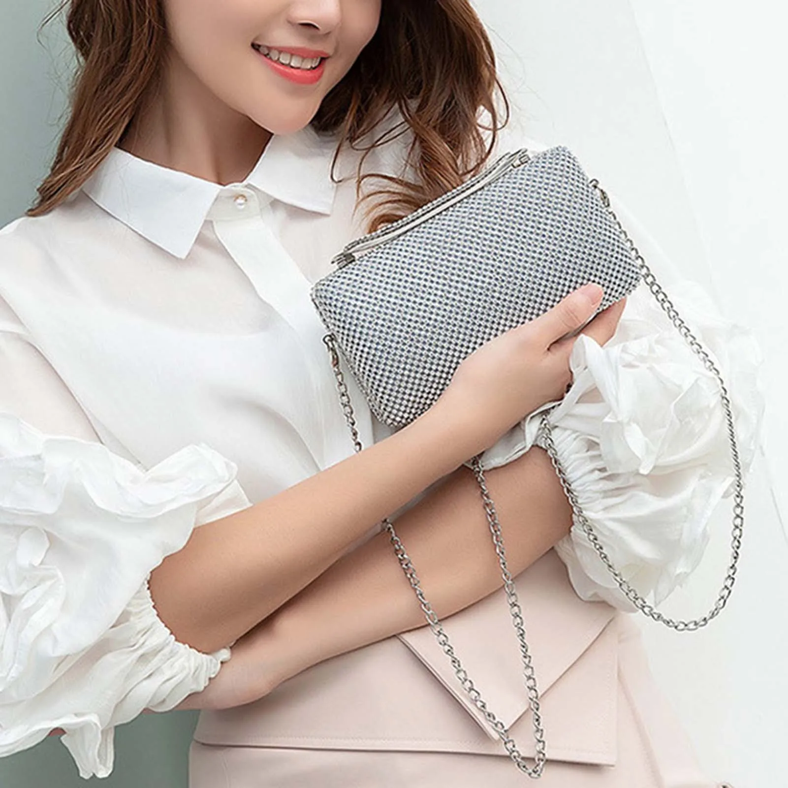 

Fashionable Shoulder Bag With Diamond-Studded Large Capacity Practical Leisure Bag For Daily Work Travel Party