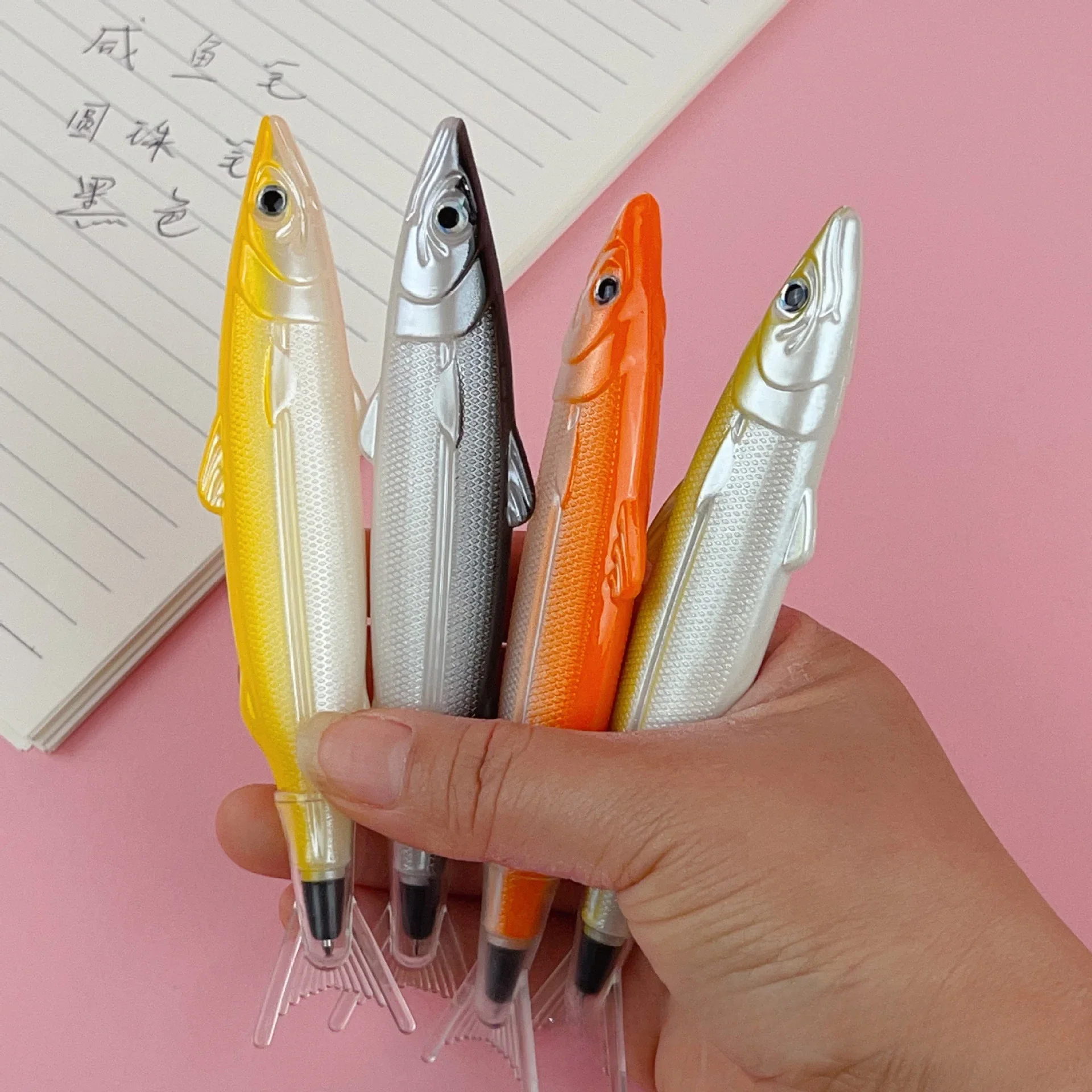 12Pcs Wholesale simulation idle salted fish ballpoint pen, small fish modeling creative student funny stationery