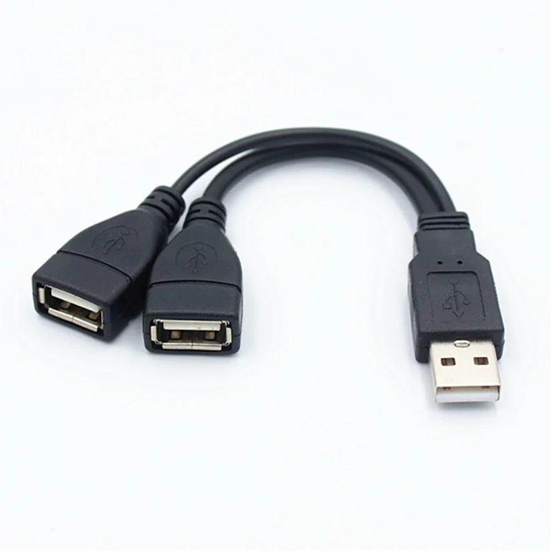 Línea de extensión USB 2,0 2 en 1, Cable de datos USB macho a 2 hembra, adaptador de carga, divisor para tarjeta de red de disco duro