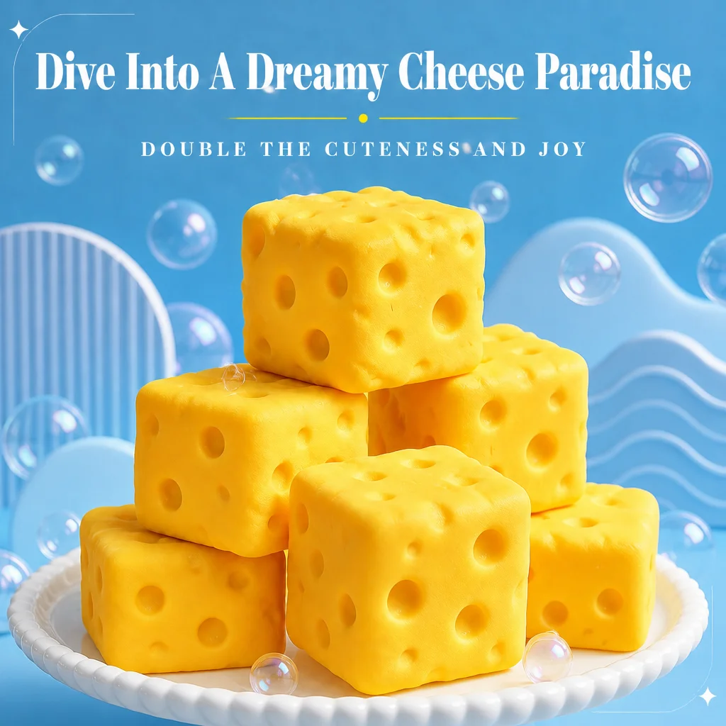 1pc Simulation Cheese Squishy Stress Relief Toy 7cm Stress Relief Toy Birthday Gift for Friends Couples Family Office Party image 5