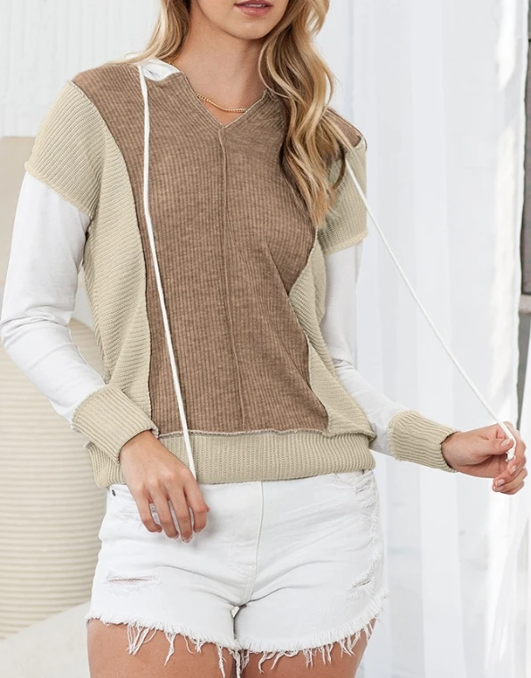 

Loose Long Sleeved Casual Knit Hoodie for Women Autumn Winter New Fashion Pullover Tops