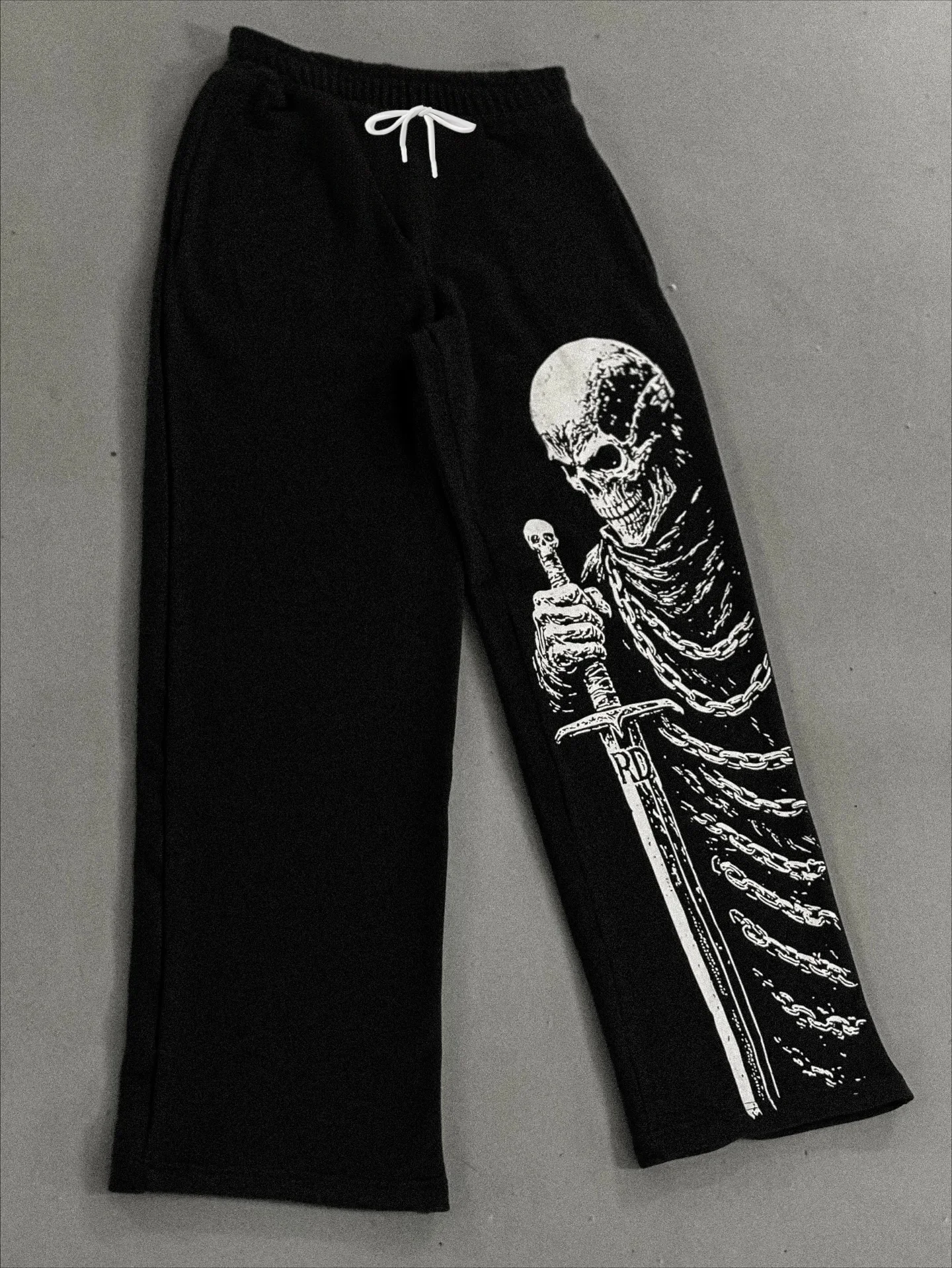 2026 Y2K Schwarz-Weiße Totenkopf-Gothic-Freizeithose Herren Amerikanische Retro-Punk-Dunkel-Jogginghose Harajuku-Trend-Sweatpants – Detail 13