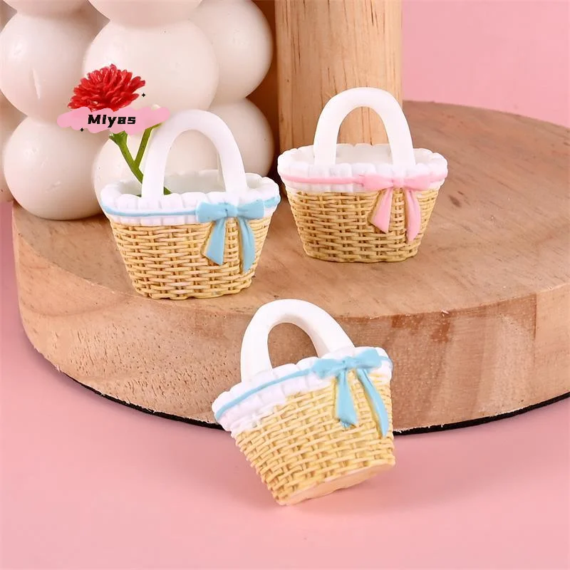 2/3Pcs Dollhouse Miniatures Rattan Bamboo Flower Basket Models Cute Doll House Accessories Decor Pretend Play Toys