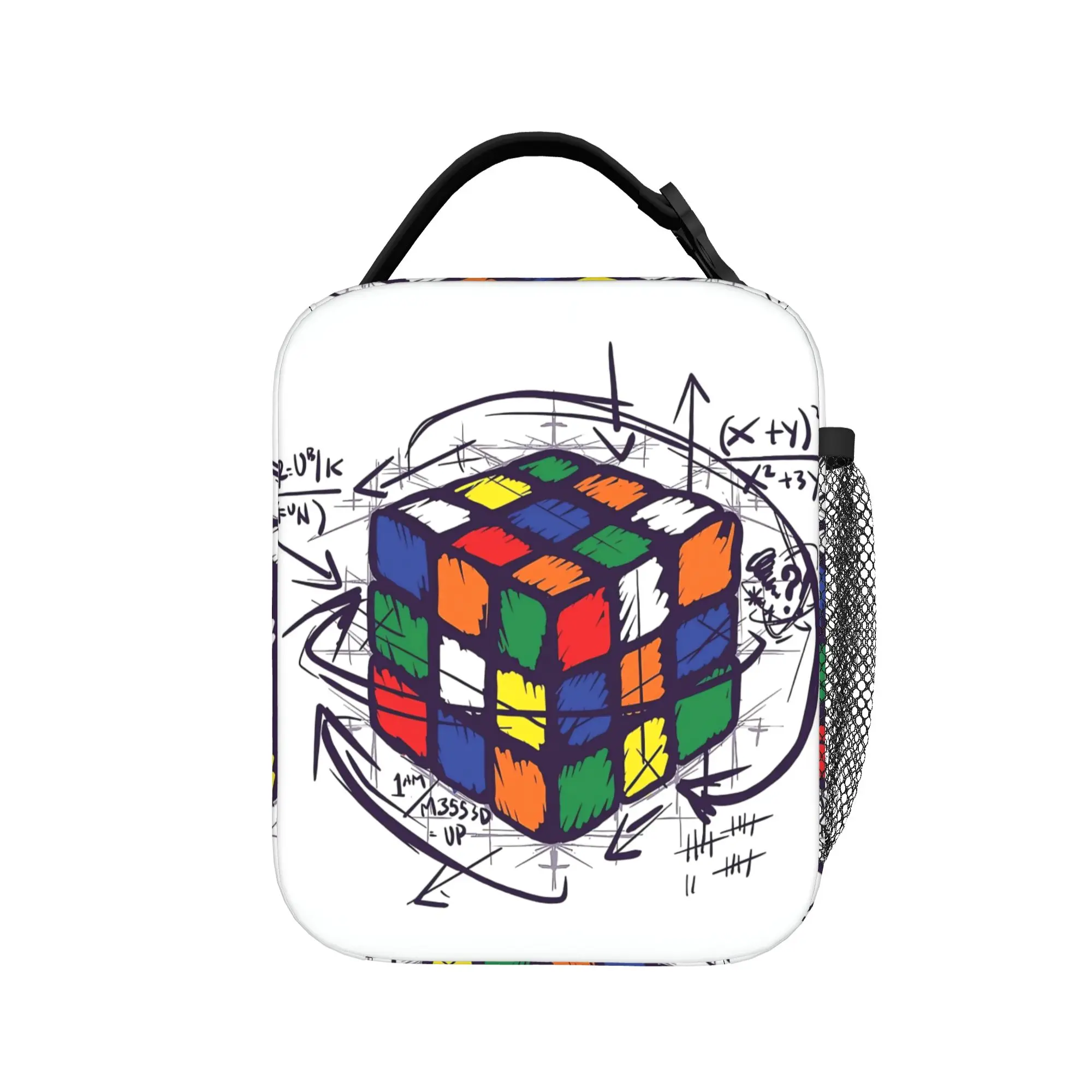 Math Rubik Rubix Rubics Player Cube Math Lunch Bag Lunch Box Picnic Portable Insulated Tote Food Bags For Unisex Cooler Bag