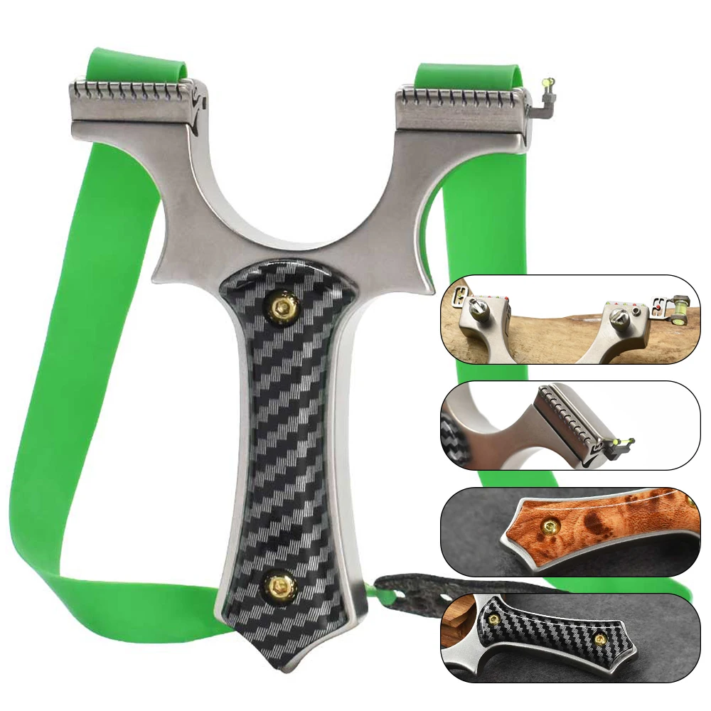 

Resin Patch Stainless Steel Slingshot Outdoor Survival Hunting Hot Product Adult Shooting Slingshot with Aiming Aid