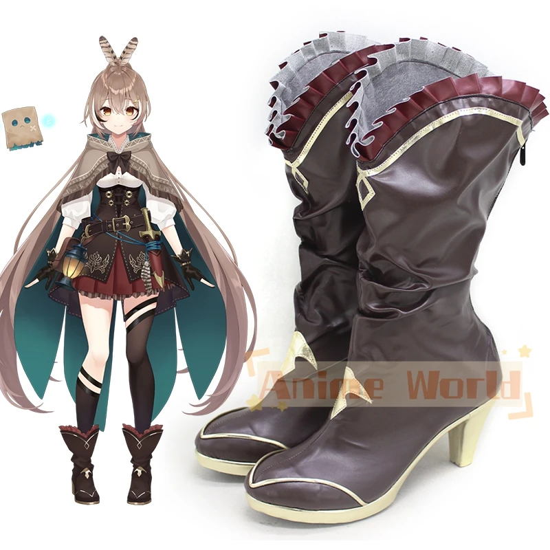 Hololive Virtual YouTuber Nanashi Mumei Scarpe marroni Stivali cosplay Stivali di carnevale di Halloween realizzati su misura
