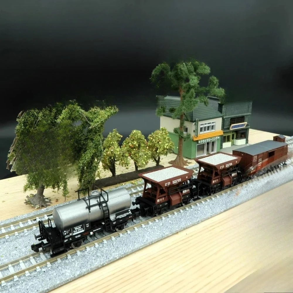 

N-type 1/160 Model Train Freight Car Boxcar 4-car Set Non-powered Collectible Decorative Boy's Toy Gift