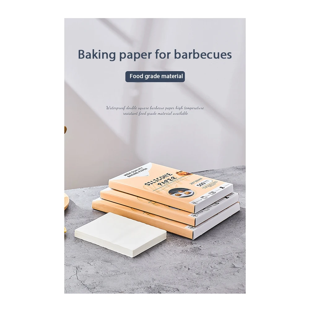 500PCS Waterproof Food Grade BBQ Paper Bakery Oil Resistant High Temperature Baking Silicone Oil Paper (15x20cm)