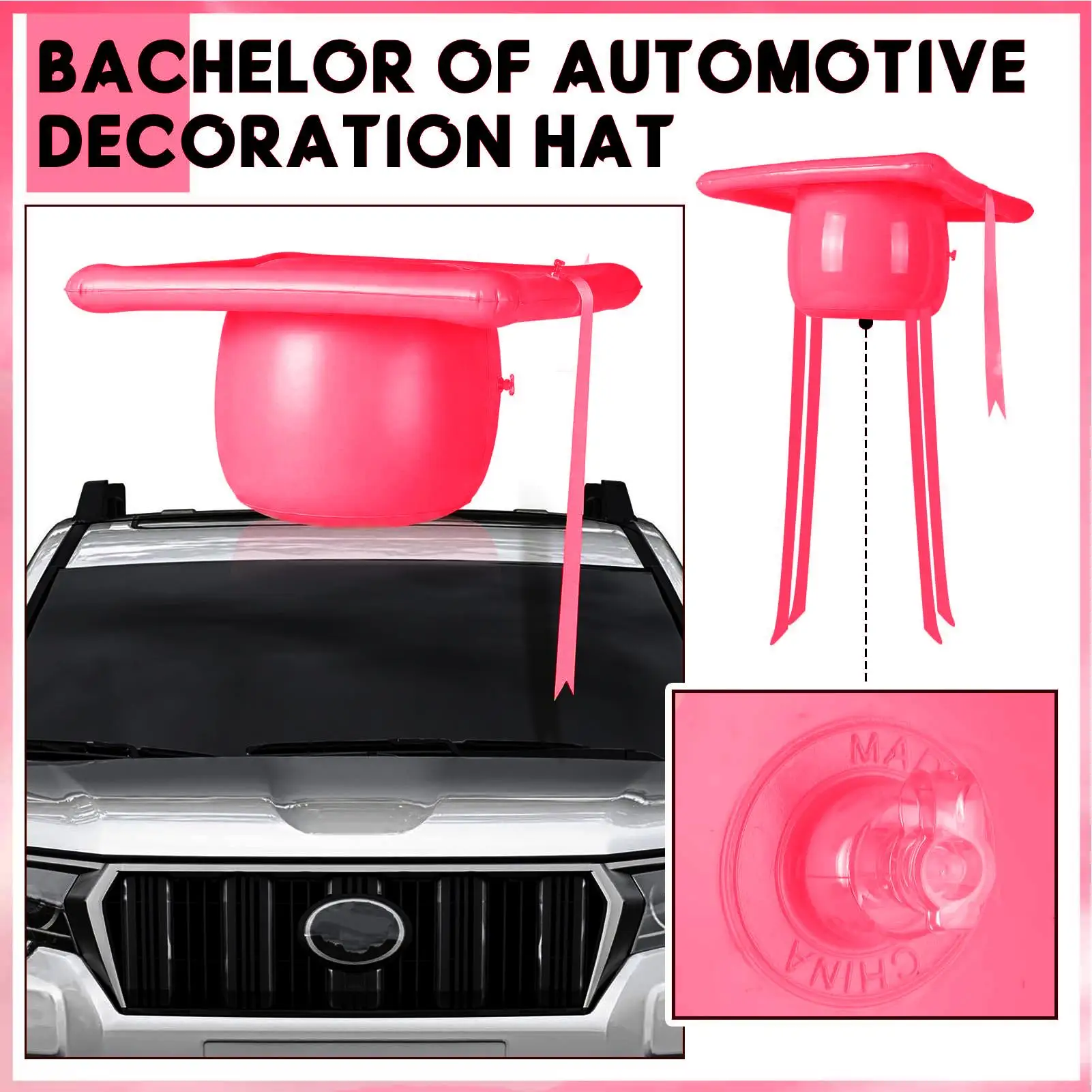 

Automotive Exterior Accessories Waterproof Inflatable Graduation Hat With Long Ribbons Inflatable Graduation Hat Car Decoration