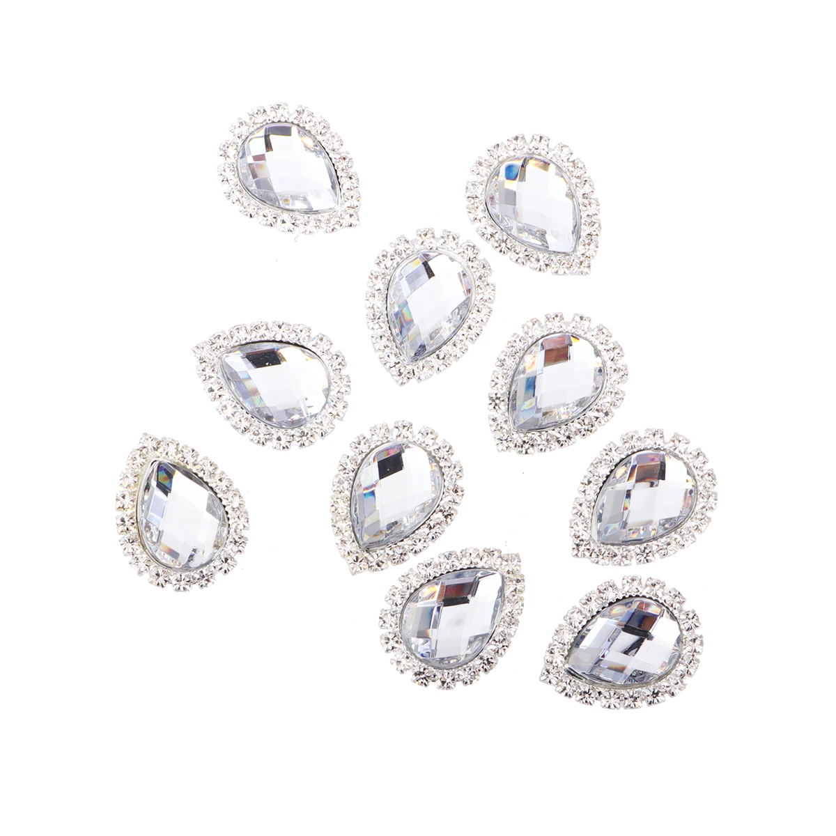 

10pcs Teardrop Crystal Jewelry Accessory Sticker Rhinestones Alloy Durable DIY nament Fashion Elegant Wedding Party